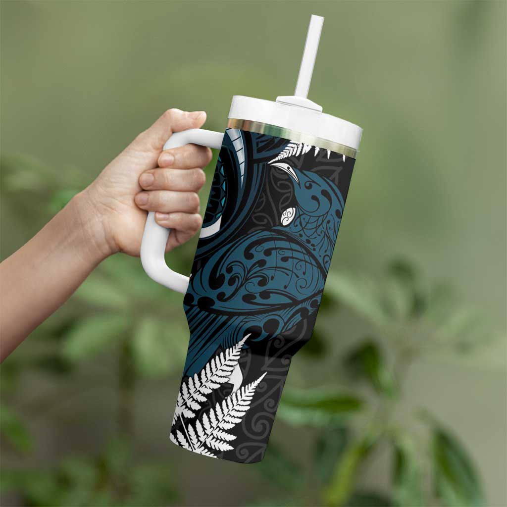 New Zealand Tui Bird Tumbler With Handle Maori Kowhaiwhai