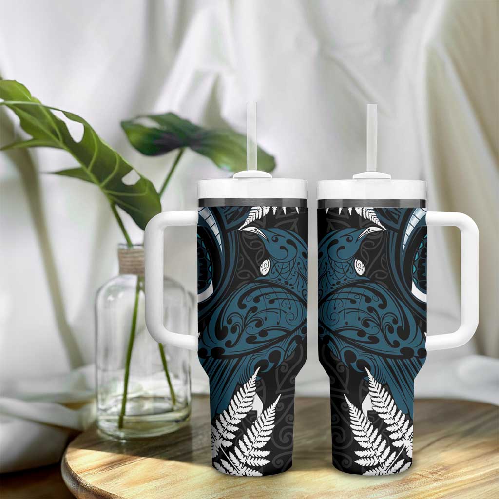 New Zealand Tui Bird Tumbler With Handle Maori Kowhaiwhai