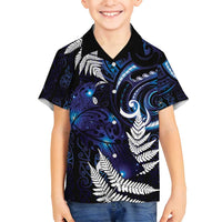 New Zealand Maori Matariki Family Matching Off Shoulder Short Dress and Hawaiian Shirt Tui Bird Galaxy