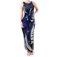 New Zealand Maori Matariki Family Matching Tank Maxi Dress and Hawaiian Shirt Tui Bird Galaxy