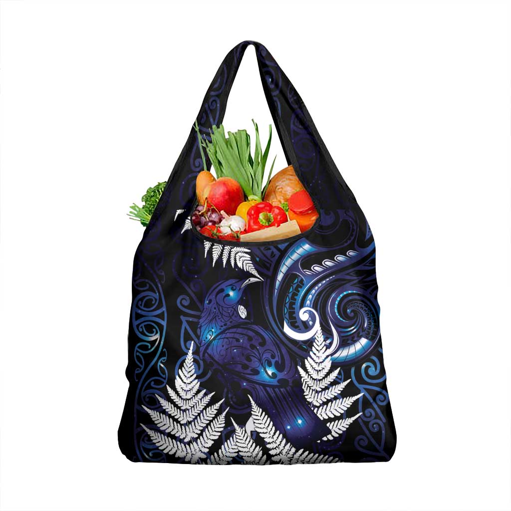 New Zealand Maori Matariki Grocery Bag Tui Bird Galaxy