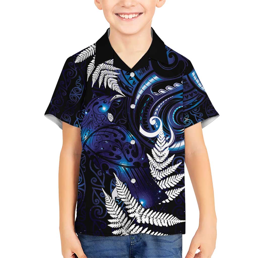 New Zealand Maori Matariki Hawaiian Shirt Tui Bird Galaxy