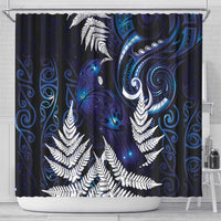 New Zealand Maori Matariki Shower Curtain Tui Bird Galaxy