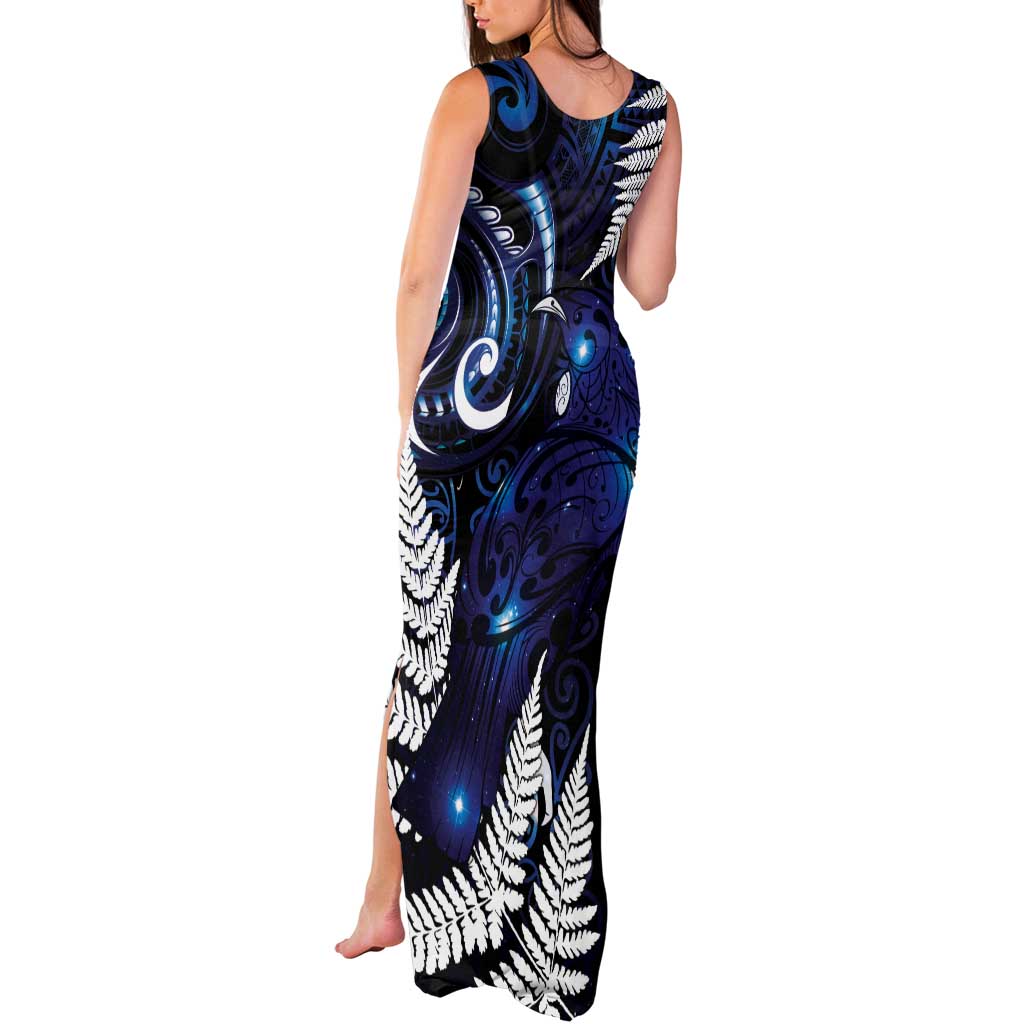 New Zealand Maori Matariki Tank Maxi Dress Tui Bird Galaxy
