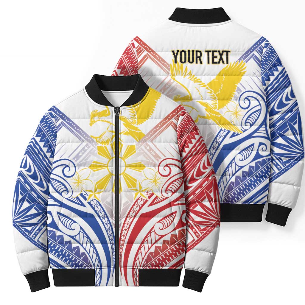 Philippines Tribal Sun Personalized Bomber Puffer Jacket Hunting Eagle
