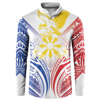 Philippines Tribal Sun Personalized Button Sweatshirt Hunting Eagle