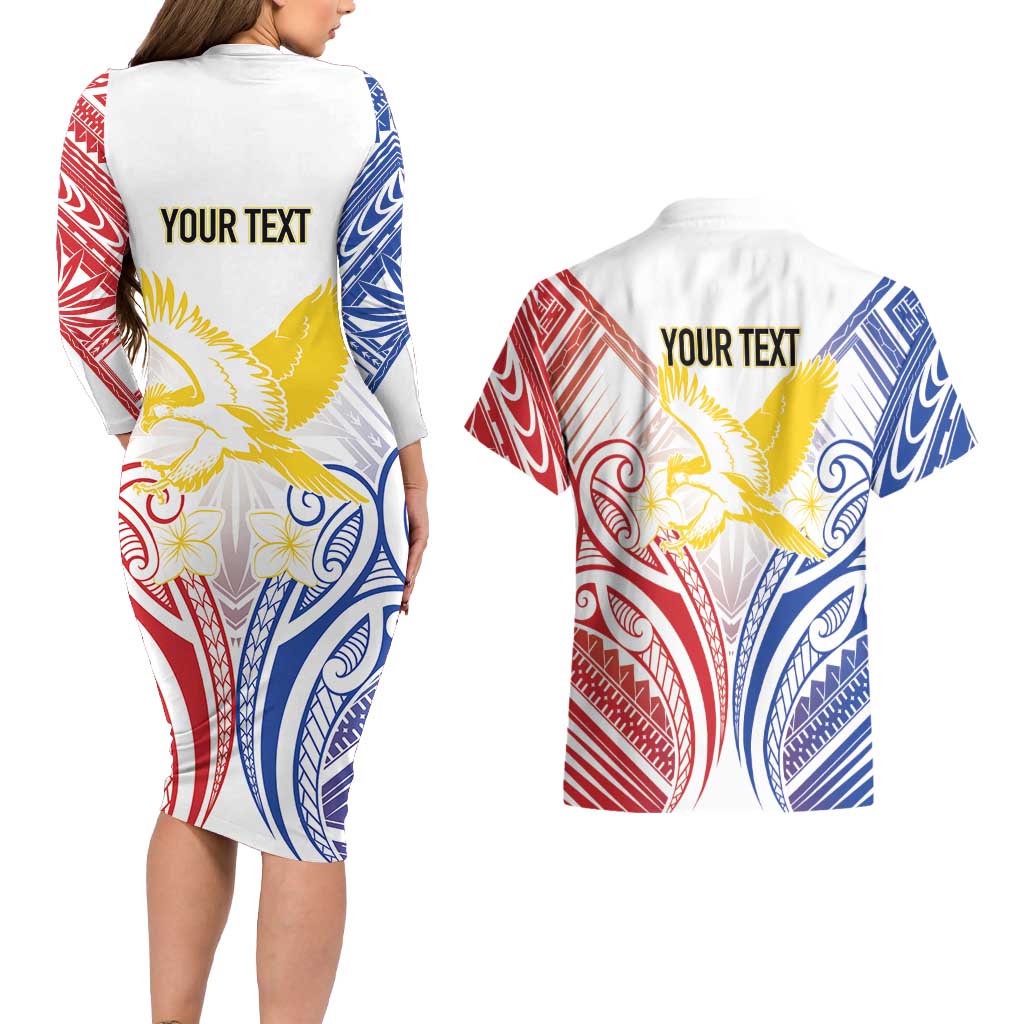 Philippines Tribal Sun Personalized Couples Matching Long Sleeve Bodycon Dress and Hawaiian Shirt Hunting Eagle LT7 - Polynesian Pride