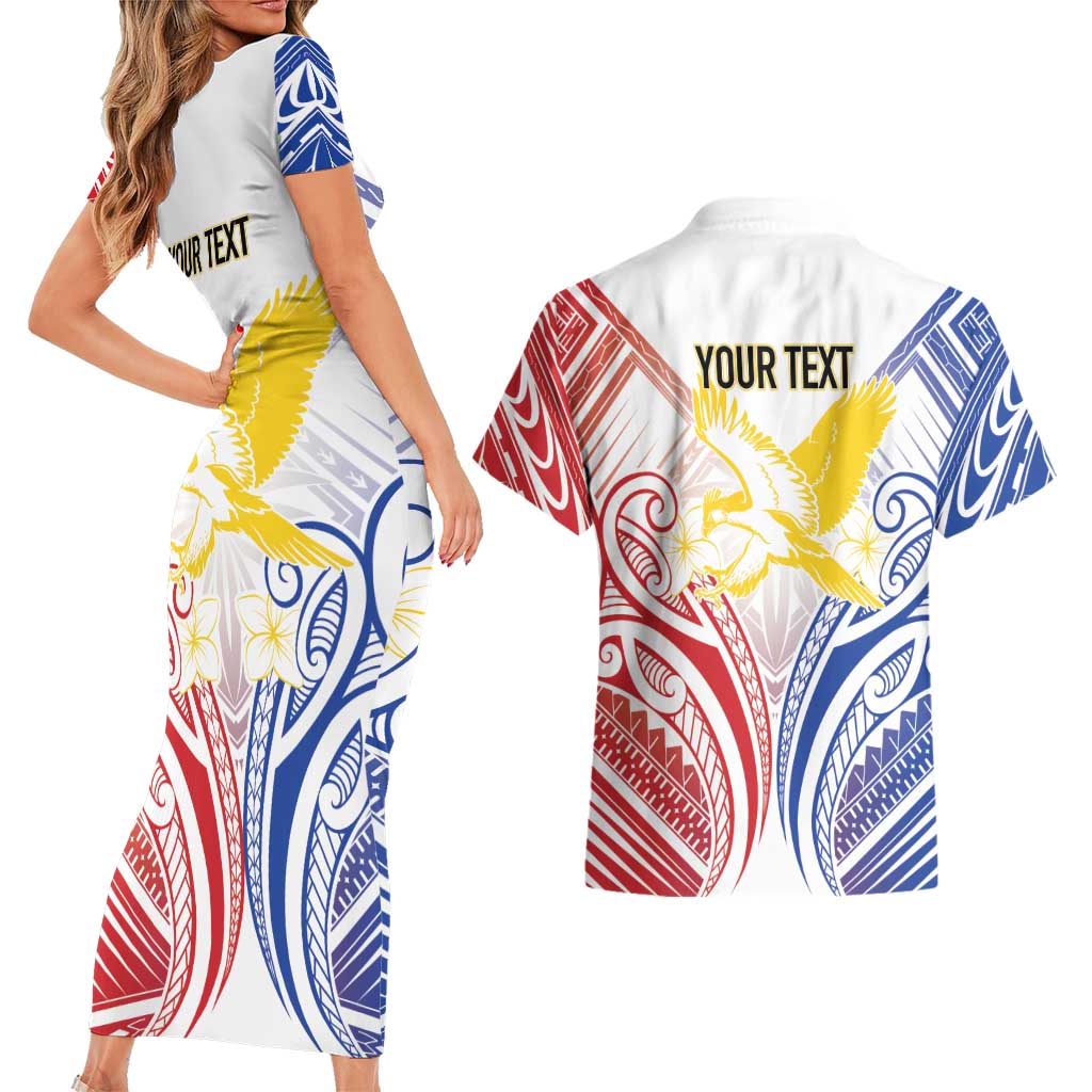 Philippines Tribal Sun Personalized Couples Matching Short Sleeve Bodycon Dress and Hawaiian Shirt Hunting Eagle LT7 - Polynesian Pride