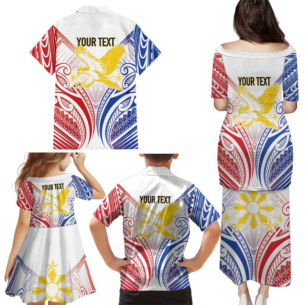 Philippines Tribal Sun Personalized Family Matching Puletasi and Hawaiian Shirt Hunting Eagle LT7 - Polynesian Pride
