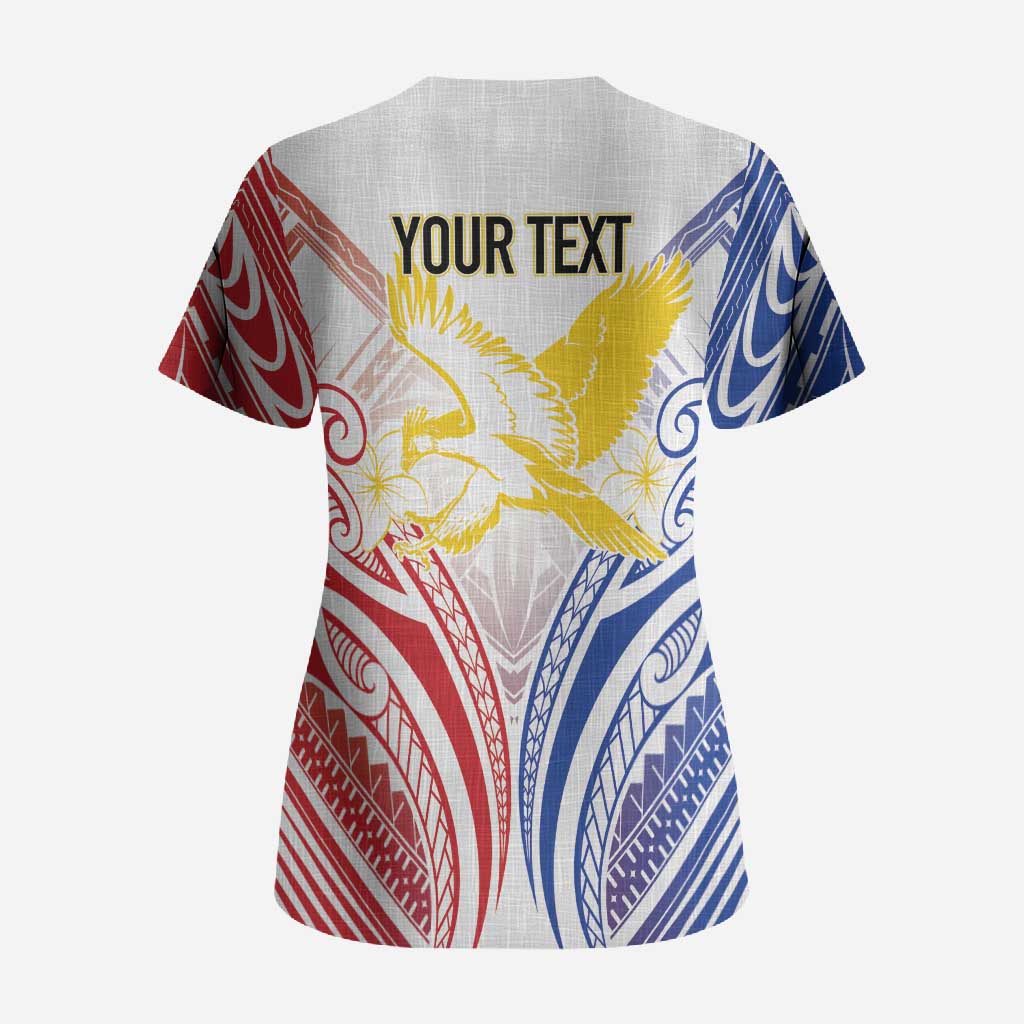 Philippines Tribal Sun Personalized Scrub Top Hunting Eagle