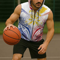 Philippines Tribal Sun Personalized Sleeveless Zip Hoodie Hunting Eagle