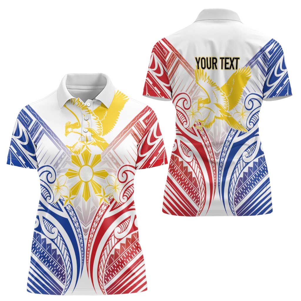 Philippines Tribal Sun Personalized Women Polo Shirt Hunting Eagle