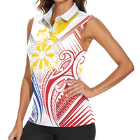 Philippines Tribal Sun Personalized Women Sleeveless Polo Shirt Hunting Eagle