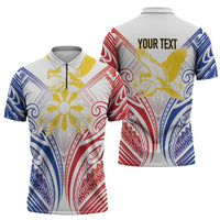 Philippines Tribal Sun Personalized Zipper Polo Shirt Hunting Eagle