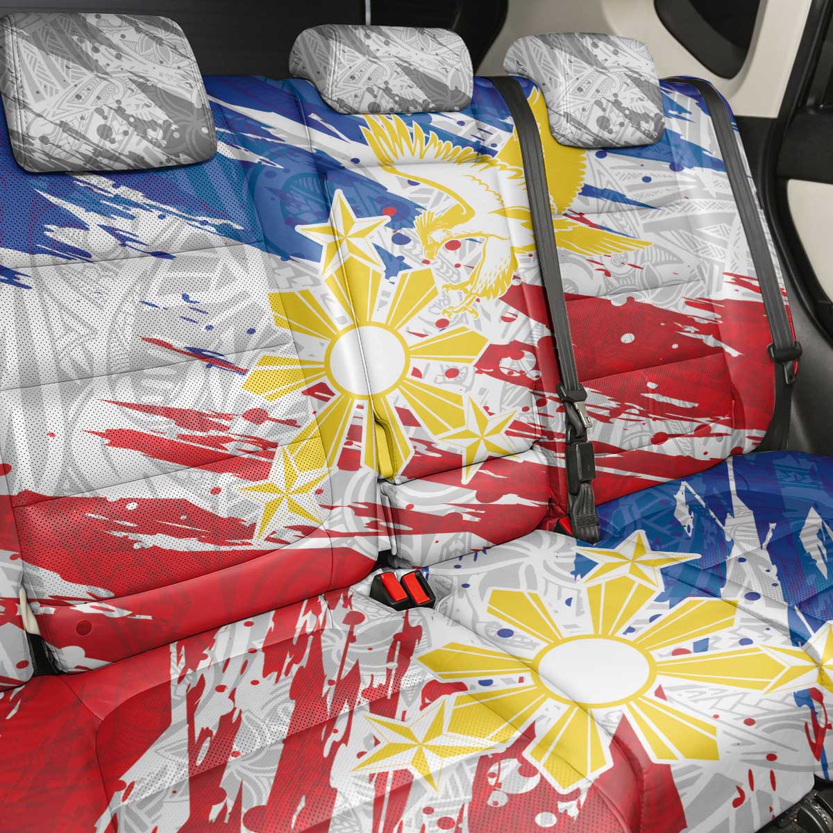Filipino Sun and Stars Back Car Seat Cover Grunge Vibes LT7 - Polynesian Pride