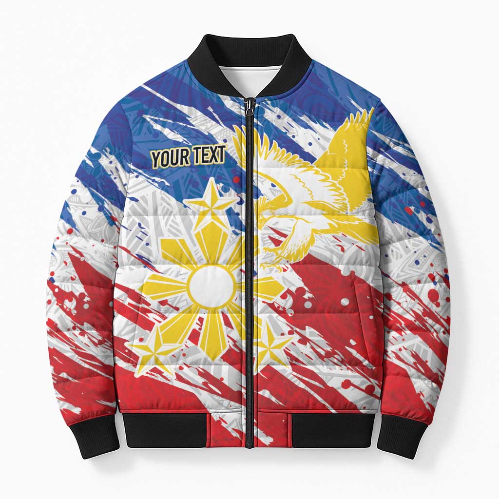 Personalized Filipino Sun and Stars Bomber Puffer Jacket Grunge Vibes