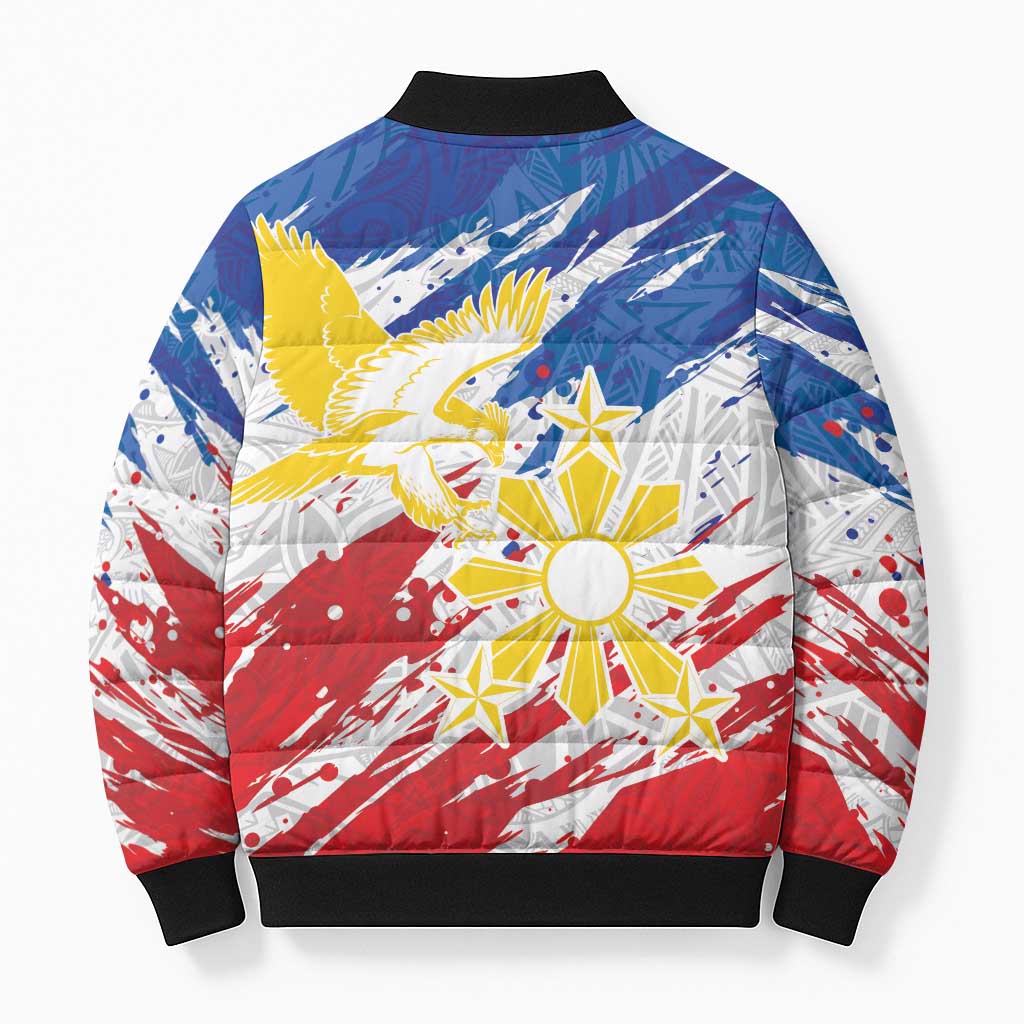 Personalized Filipino Sun and Stars Bomber Puffer Jacket Grunge Vibes