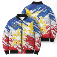 Personalized Filipino Sun and Stars Bomber Puffer Jacket Grunge Vibes