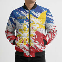 Personalized Filipino Sun and Stars Bomber Puffer Jacket Grunge Vibes