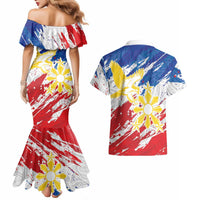 Personalized Filipino Sun and Stars Couples Matching Mermaid Dress and Hawaiian Shirt Grunge Vibes