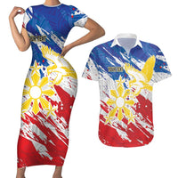 Personalized Filipino Sun and Stars Couples Matching Short Sleeve Bodycon Dress and Hawaiian Shirt Grunge Vibes