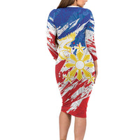 Personalized Filipino Sun and Stars Family Matching Long Sleeve Bodycon Dress and Hawaiian Shirt Grunge Vibes