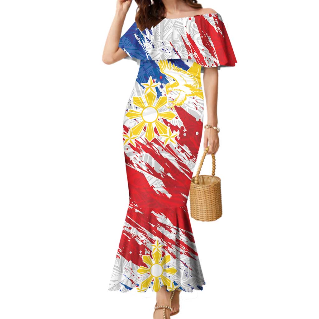 Personalized Filipino Sun and Stars Family Matching Mermaid Dress and Hawaiian Shirt Grunge Vibes