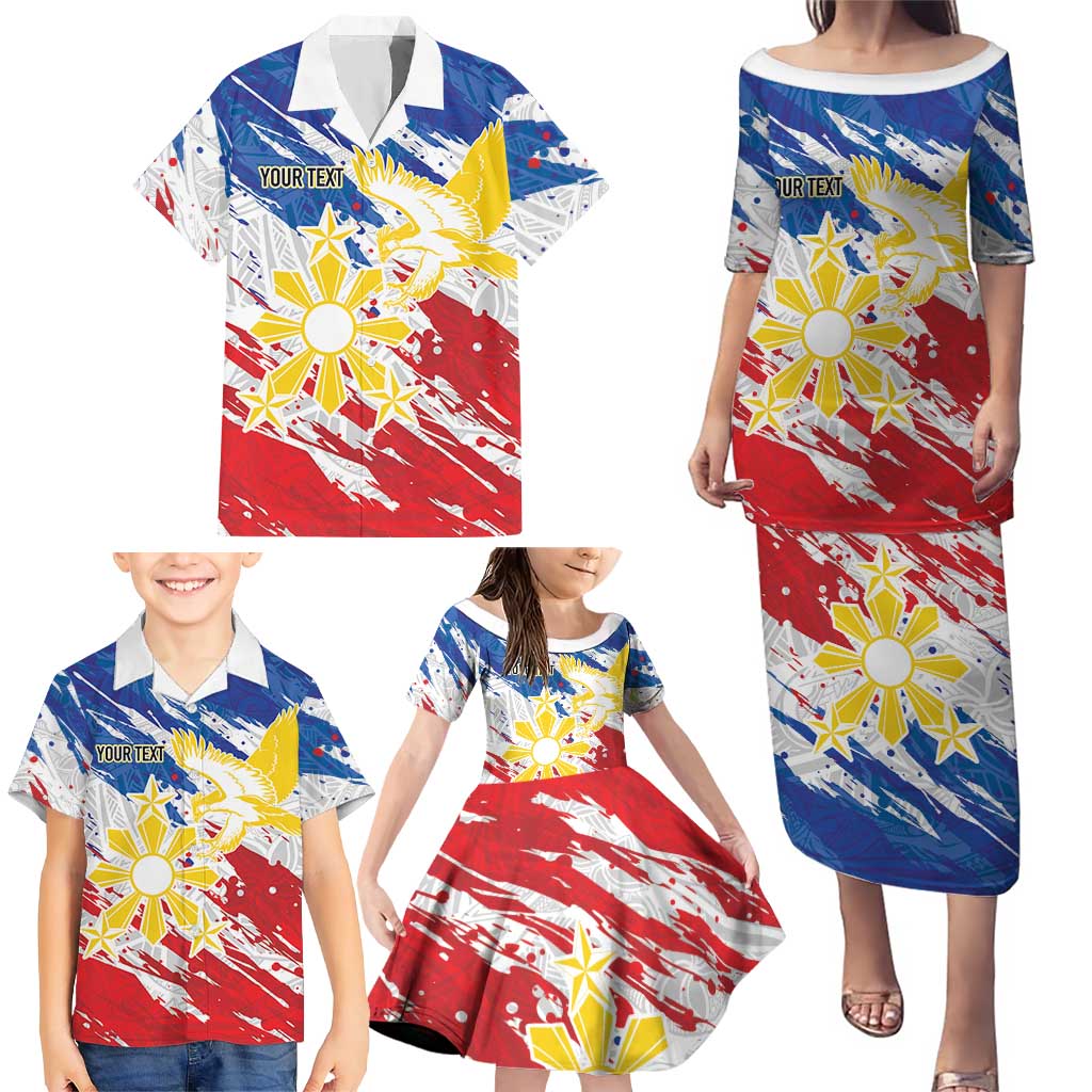 Personalized Filipino Sun and Stars Family Matching Puletasi and Hawaiian Shirt Grunge Vibes