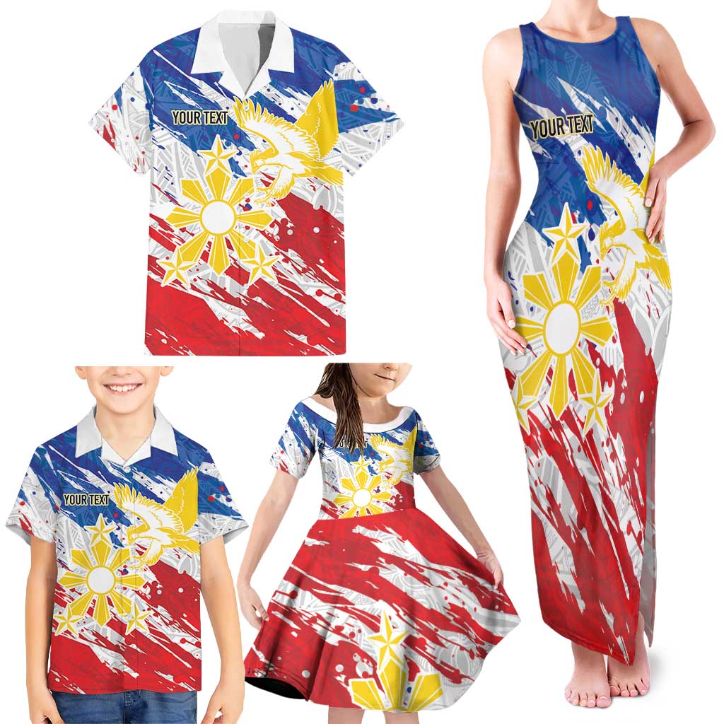 Personalized Filipino Sun and Stars Family Matching Tank Maxi Dress and Hawaiian Shirt Grunge Vibes
