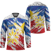 Personalized Filipino Sun and Stars Hockey Jersey Grunge Vibes LT7 - Polynesian Pride