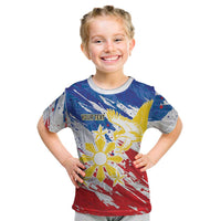 Personalized Filipino Sun and Stars Kid T Shirt Grunge Vibes LT7 White - Polynesian Pride