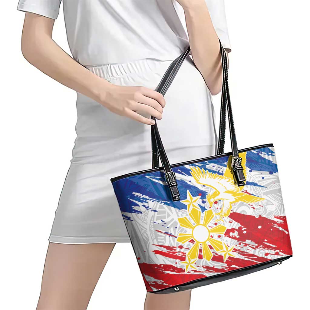 Filipino Sun and Stars Leather Tote Bag Grunge Vibes