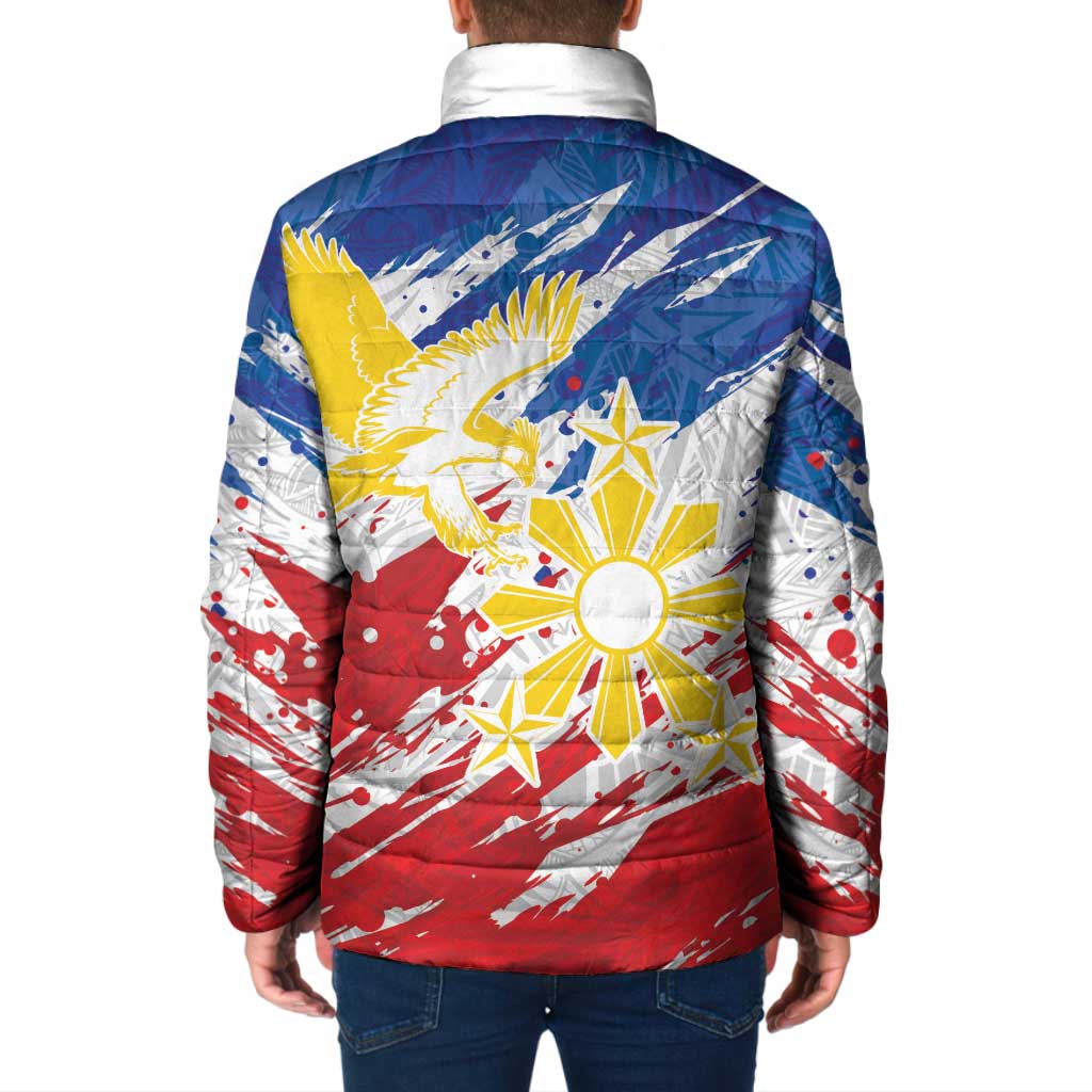 Personalized Filipino Sun and Stars Padded Jacket Grunge Vibes