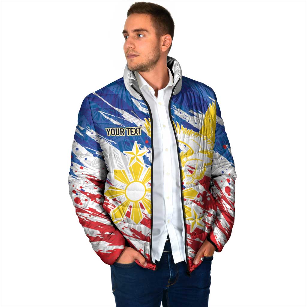 Personalized Filipino Sun and Stars Padded Jacket Grunge Vibes