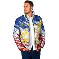 Personalized Filipino Sun and Stars Padded Jacket Grunge Vibes