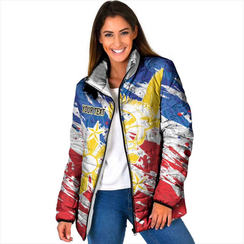 Personalized Filipino Sun and Stars Padded Jacket Grunge Vibes