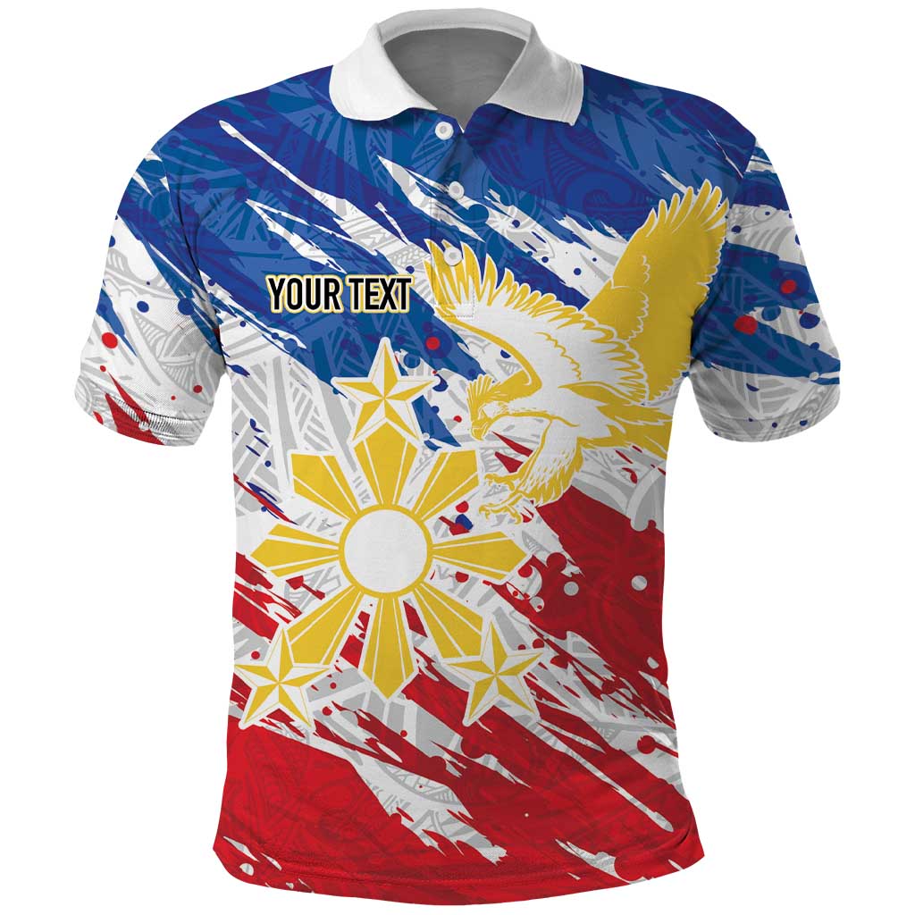 Personalized Filipino Sun and Stars Polo Shirt Grunge Vibes