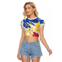 Personalized Filipino Sun and Stars Raglan Cropped T Shirt Grunge Vibes