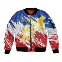 Personalized Filipino Sun and Stars Sleeve Zip Bomber Jacket Grunge Vibes