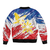 Personalized Filipino Sun and Stars Sleeve Zip Bomber Jacket Grunge Vibes