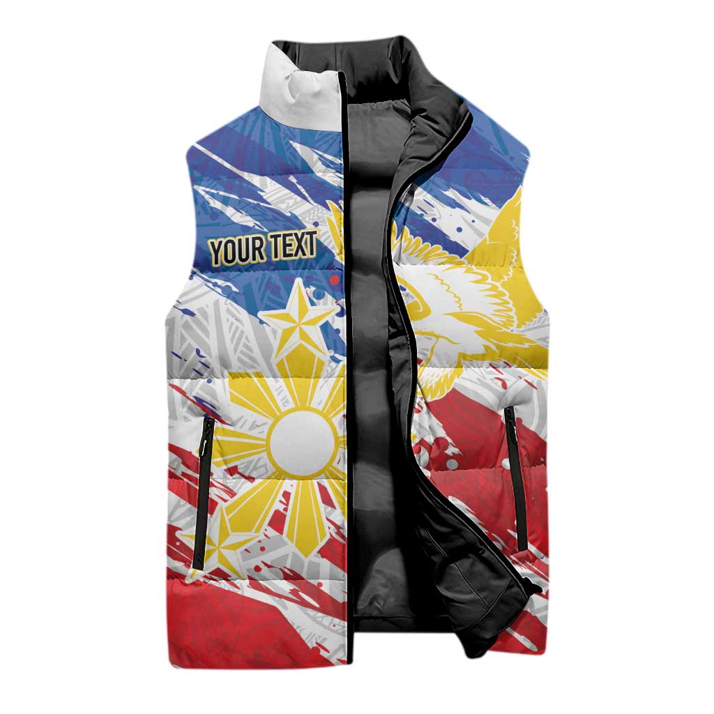 Personalized Filipino Sun and Stars Sleeveless Puffer Jacket Grunge Vibes