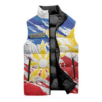 Personalized Filipino Sun and Stars Sleeveless Puffer Jacket Grunge Vibes