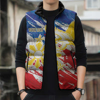 Personalized Filipino Sun and Stars Sleeveless Puffer Jacket Grunge Vibes