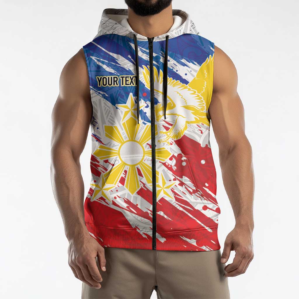 Personalized Filipino Sun and Stars Sleeveless Zip Hoodie Grunge Vibes