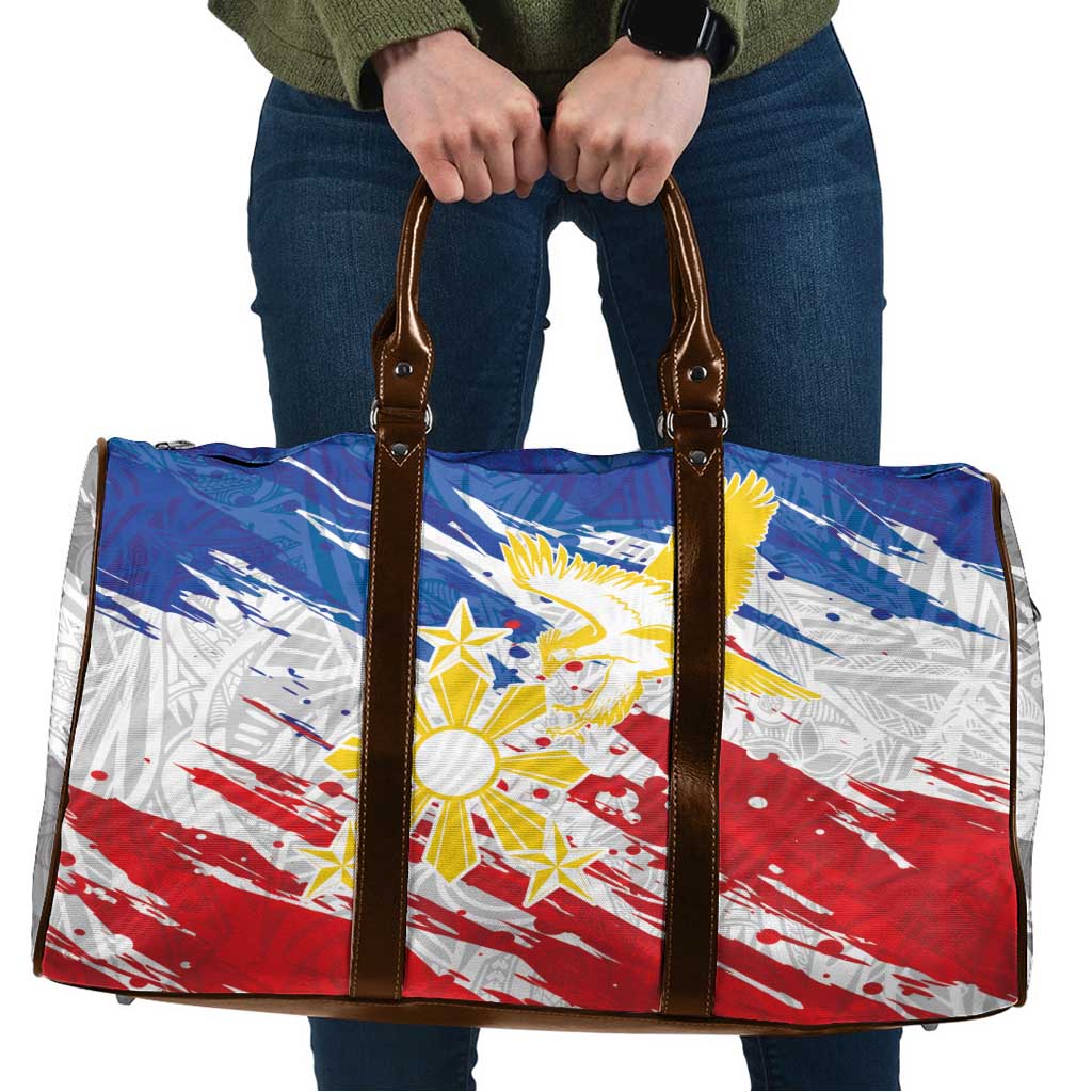 Filipino Sun and Stars Travel Bag Grunge Vibes LT7 White - Polynesian Pride