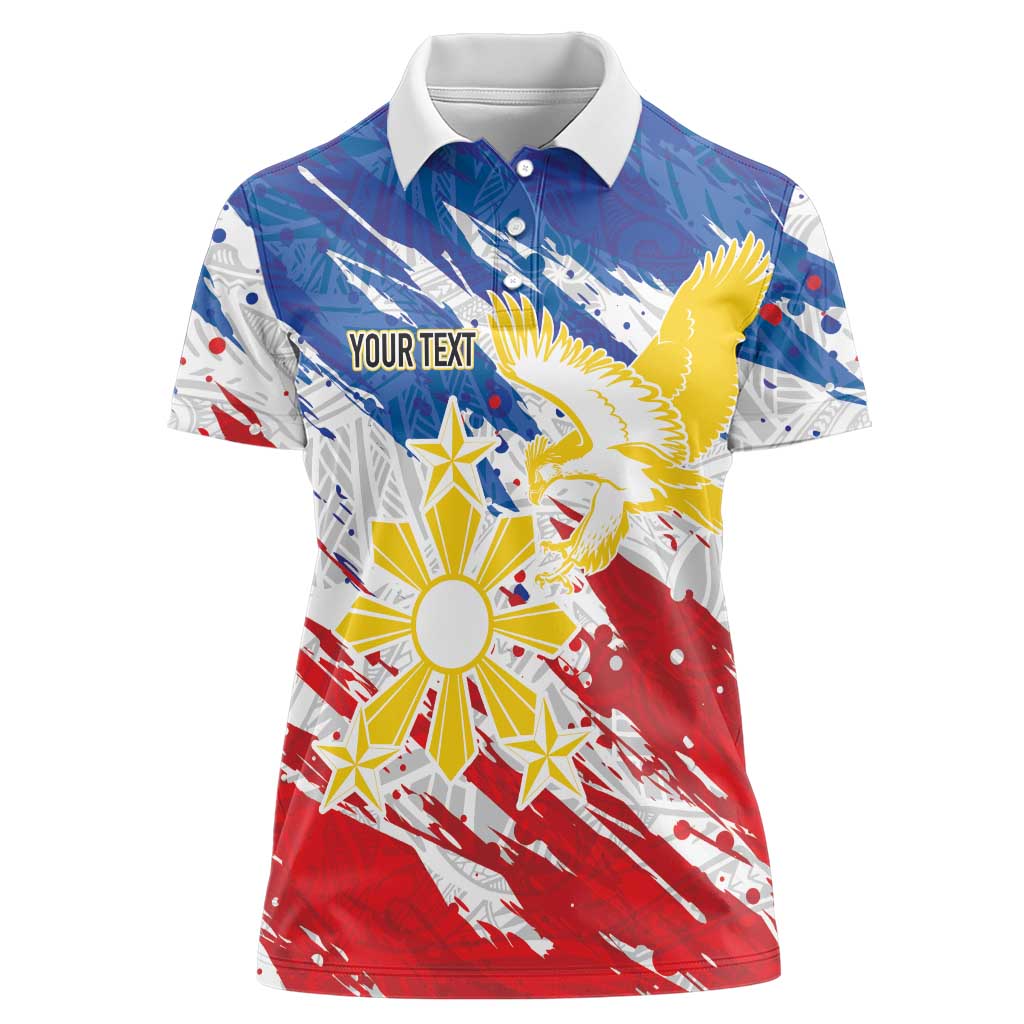 Personalized Filipino Sun and Stars Women Polo Shirt Grunge Vibes