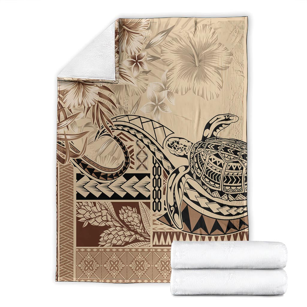 Vaiaso o le Gagana Samoa Blanket Siapo Motif Beige