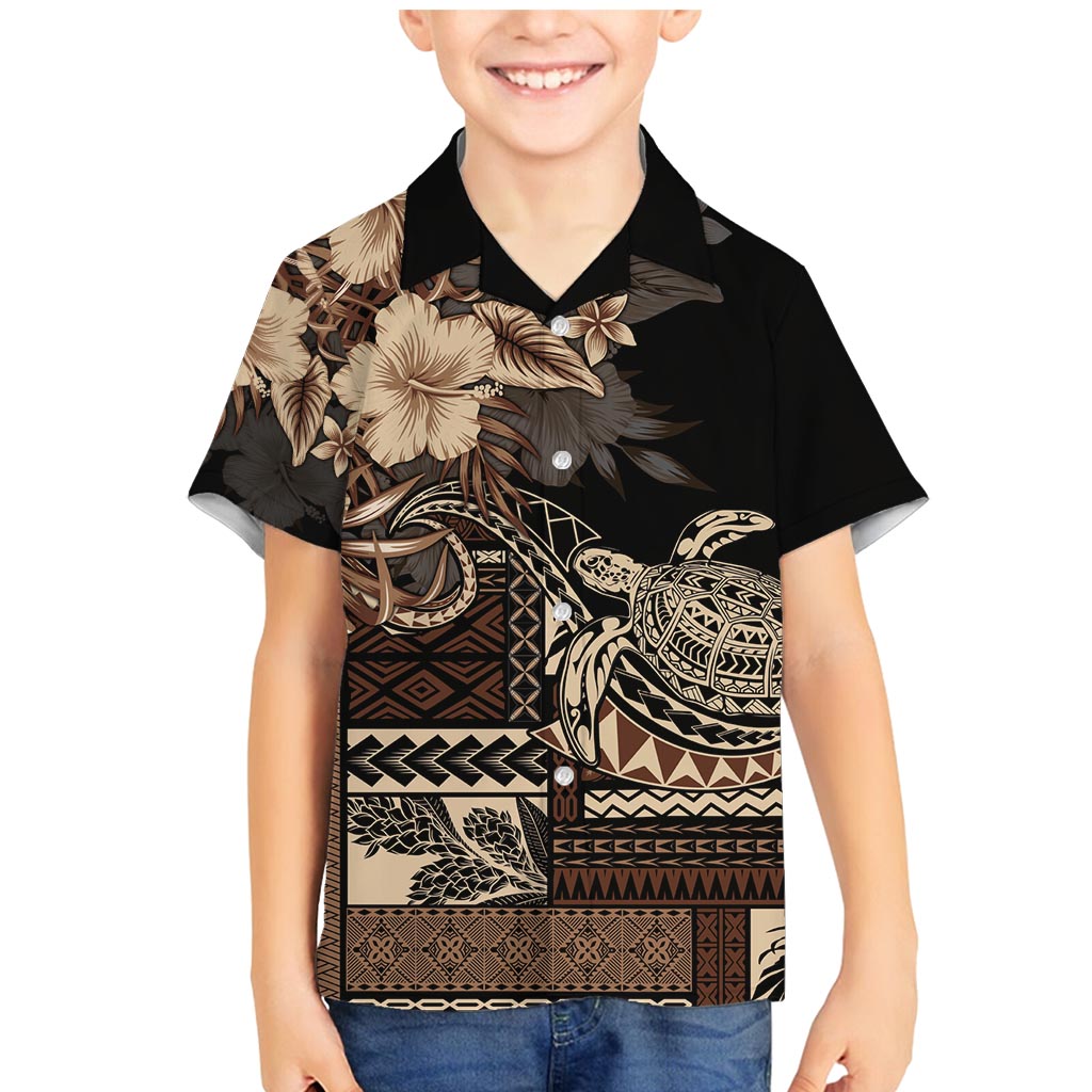 Vaiaso o le Gagana Samoa Family Matching Mermaid Dress and Hawaiian Shirt Siapo Motif Black