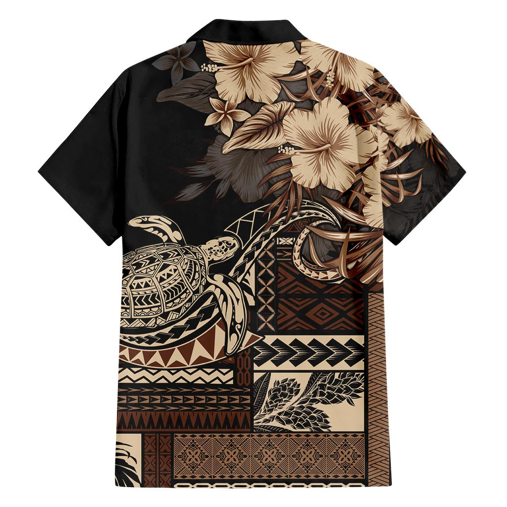 Vaiaso o le Gagana Samoa Family Matching Short Sleeve Bodycon Dress and Hawaiian Shirt Siapo Motif Black