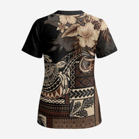 Vaiaso o le Gagana Samoa Scrub Top Siapo Motif Black LT7 - Polynesian Pride